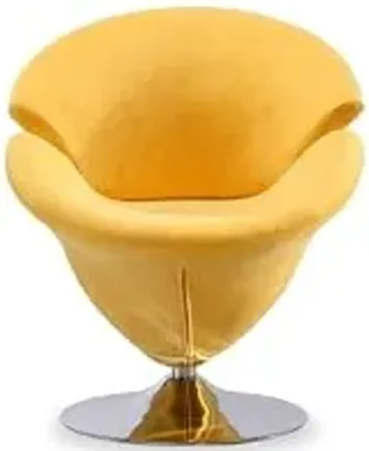 Manhattan Comfort Tulip Swivel Accent Chair Set of 2 with 360° Turn, Modern Flower Inspired Design, Soft Velvet Upholstery, Polished Chrome Base, No Assembly Required, 300 Lbs Capacity, Yellow