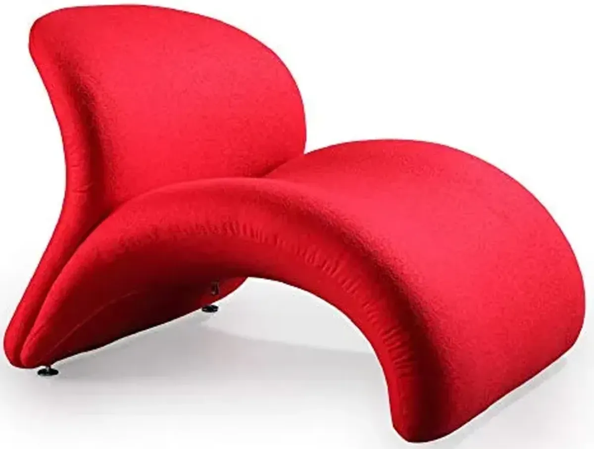 Manhattan Comfort Rosebud Modern Accent Chair Set of 2 in Wool Blend, Ideal for Pop Living Room Usage, Abstract Lounge Seat with Metal Legs, High-Density Foam, Fully Assembled, 300 Lbs Capacity, Red