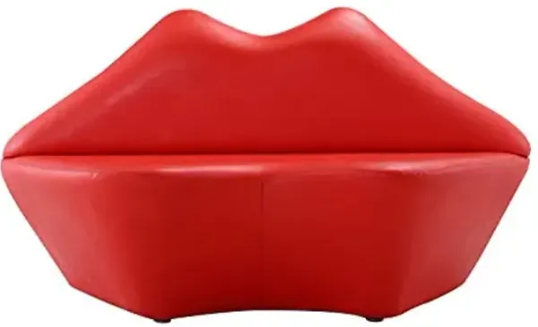 Manhattan Comfort Kiss 61.8" Faux Leather Loveseat Stylish Modern Design Perfect for Living Room or Office Fully Assembled High-Density Foam Cushions Durable Faux Leather Upholstery, Red