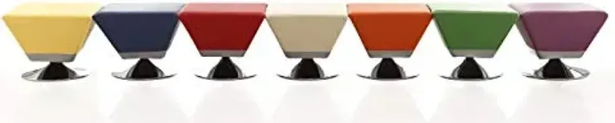 Manhattan Comfort Diamond 360° Swivel Ottoman, Faux Leather Upholstery, Beveled Square Top with Stylish Chrome Base, Fully Assembled Modern Accent Foot Stool, Yellow