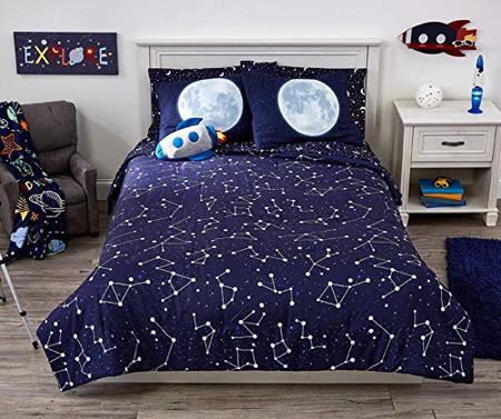 Heritage Kids Ultra-Soft 3 Piece Outer Space Consellation Bedding Comforter Set, Full, Navy (K687902)