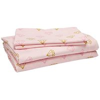 Heritage Kids 4 Piece Sheet Set, Including Fitted Sheet, Top Sheet and 2 Pillow Cases, Pink and Gold Diamond, Full,