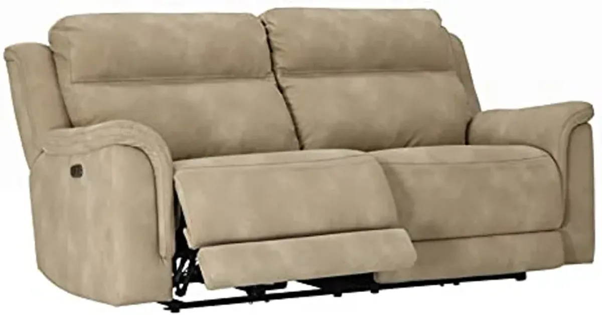 Signature Design by Ashley Next-Gen DuraPella Faux Leather Zero Wall Power Reclining Sofa with USB, Beige Sand