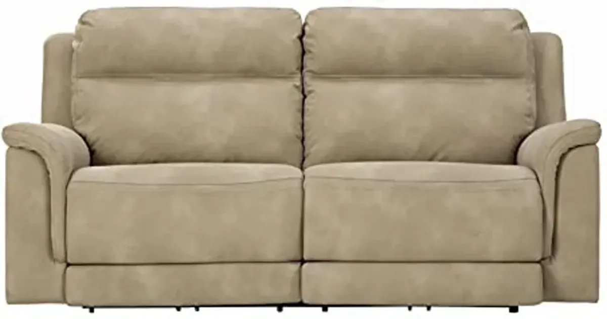 Signature Design by Ashley Next-Gen DuraPella Faux Leather Zero Wall Power Reclining Sofa with USB, Beige Sand