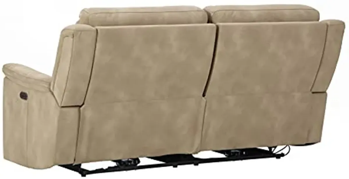 Signature Design by Ashley Next-Gen DuraPella Faux Leather Zero Wall Power Reclining Sofa with USB, Beige Sand