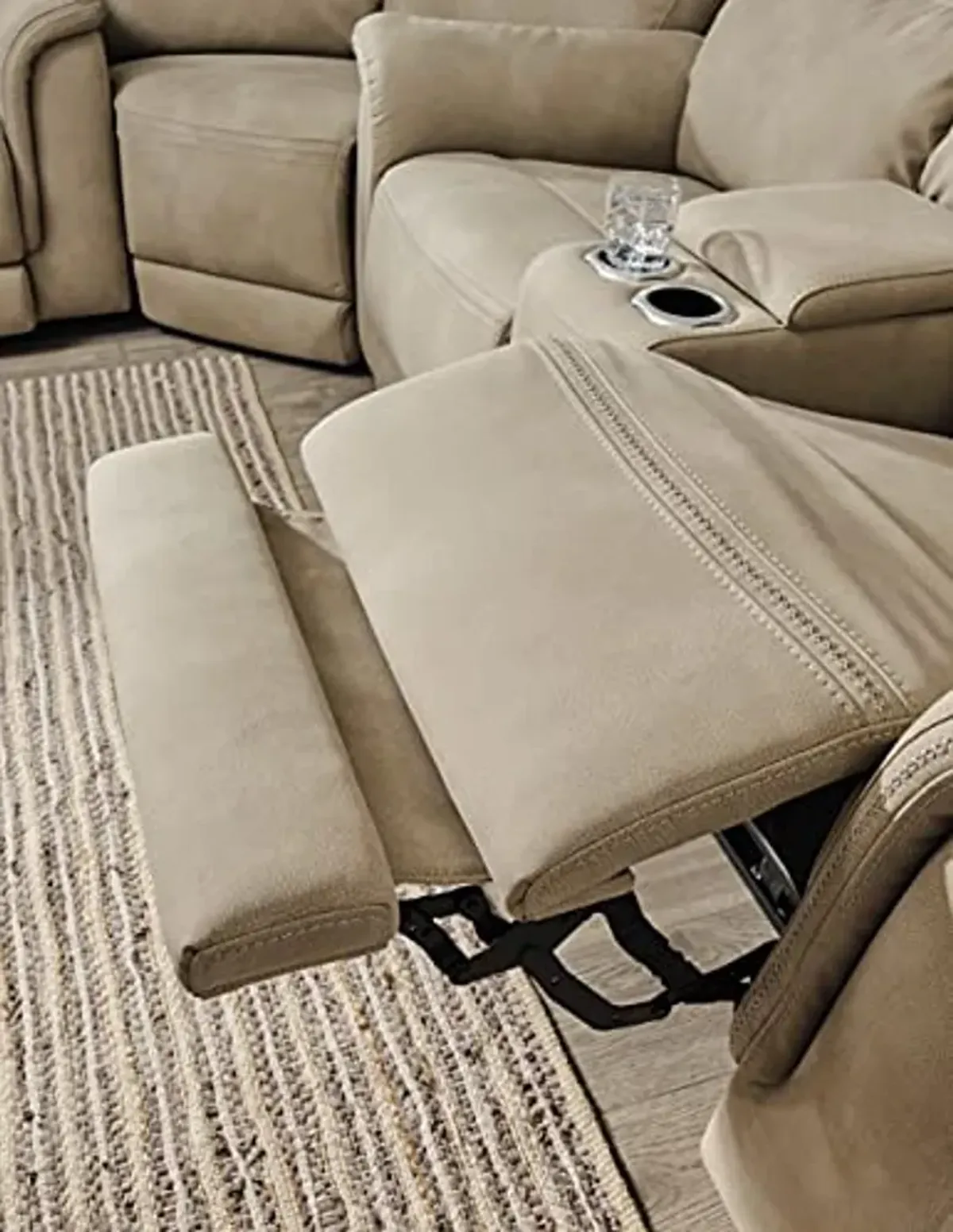 Signature Design by Ashley Next-Gen DuraPella Faux Leather Zero Wall Power Reclining Sofa with USB, Beige Sand