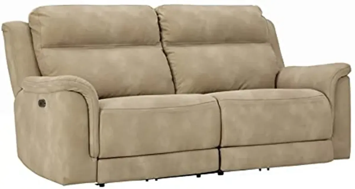 Signature Design by Ashley Next-Gen DuraPella Faux Leather Zero Wall Power Reclining Sofa with USB, Beige Sand