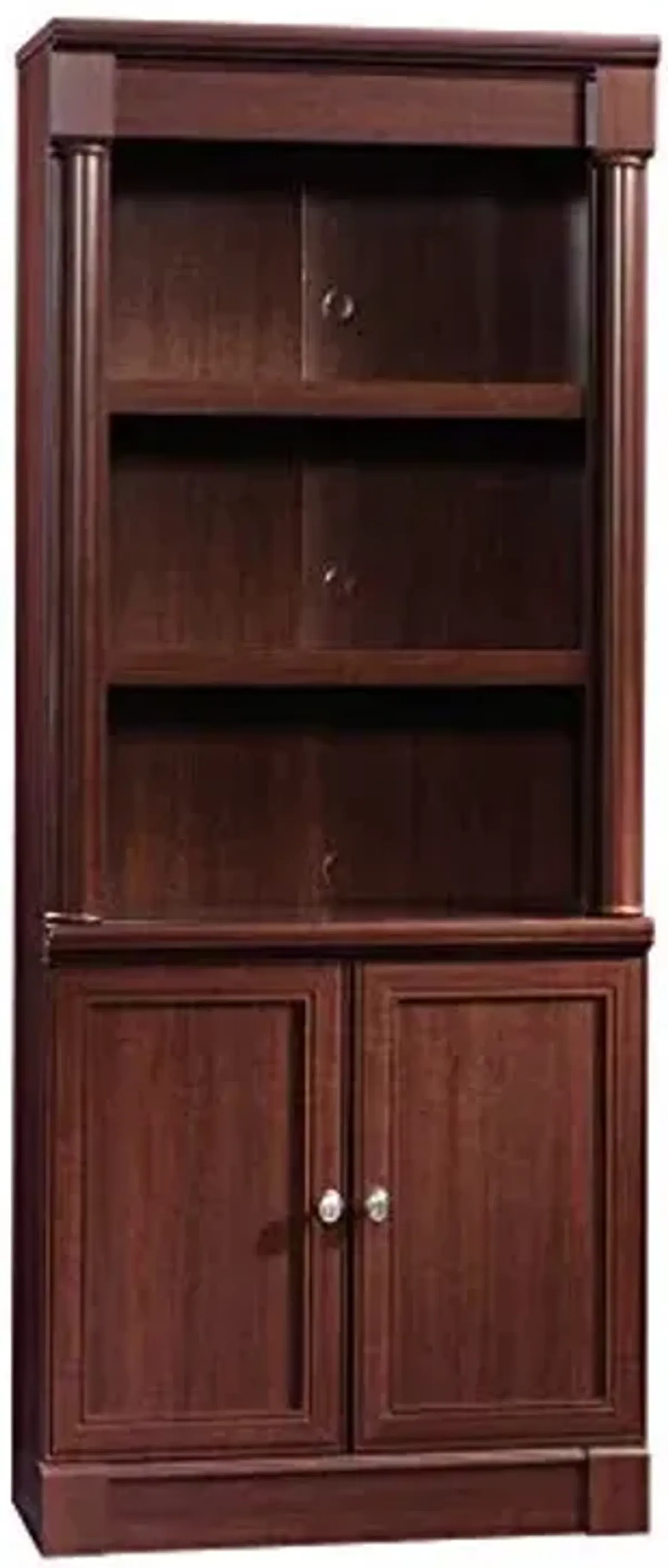 Sauder Palladia Library with Doors/Book Shelf Miscellaneous Storage 2-Shelf Bookcase, Select Cherry Finish