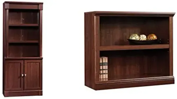 Sauder Palladia Library with Doors/Book Shelf Miscellaneous Storage 2-Shelf Bookcase, Select Cherry Finish