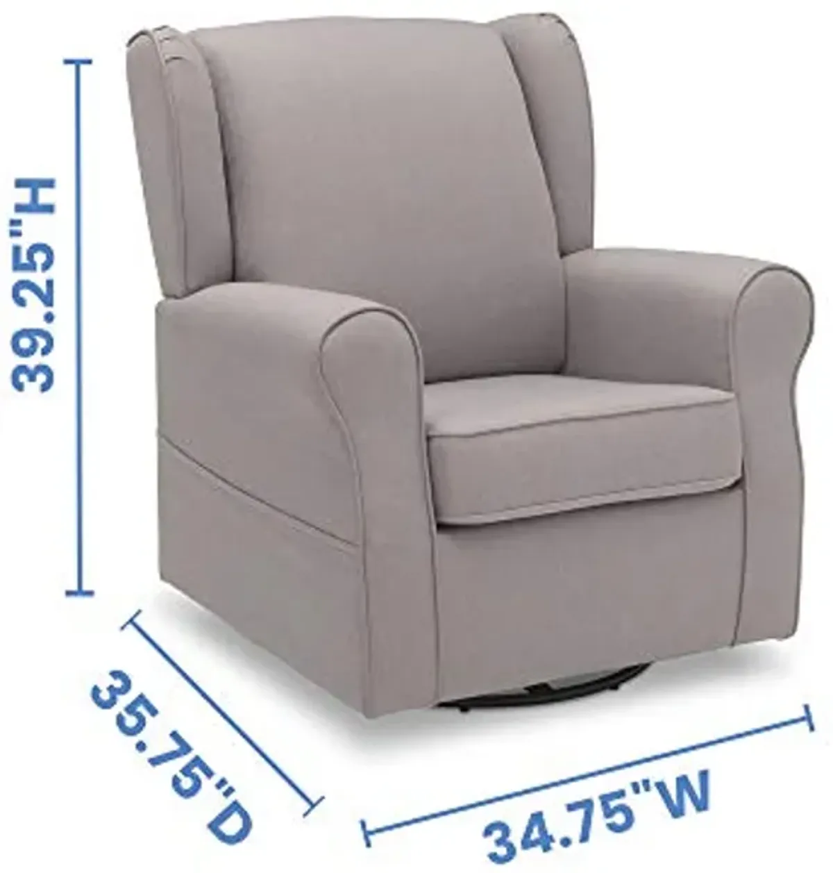 Delta Children Reston Nursery Glider Swivel Rocker Chair, French Grey