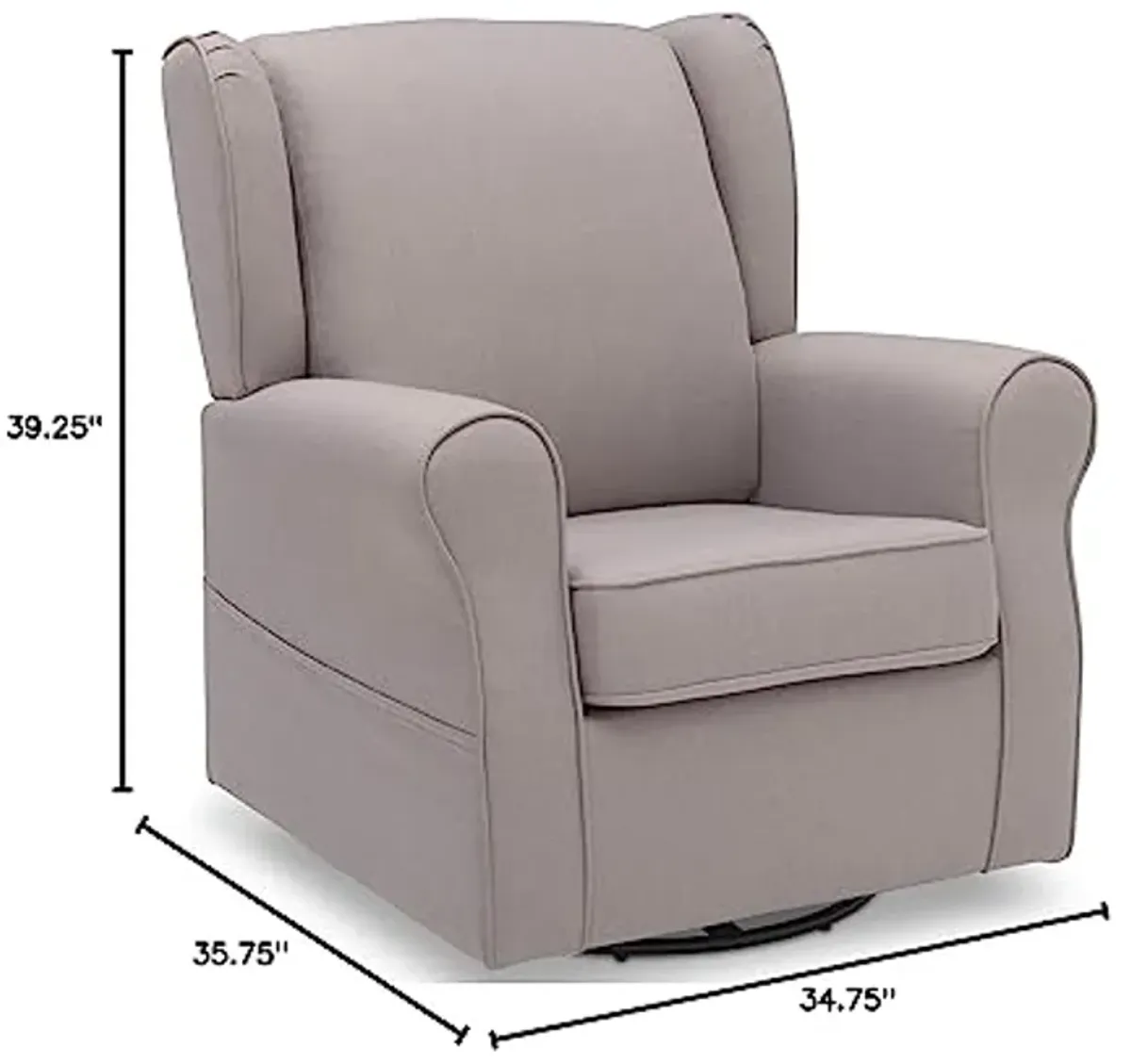 Delta Children Reston Nursery Glider Swivel Rocker Chair, French Grey