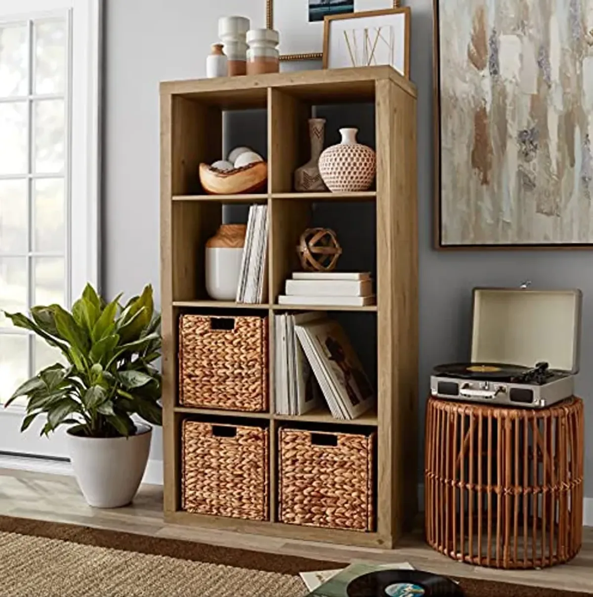 Better Homes & Gardens 8-Cube Storage Organizer, Natural Wood Grain Finishes