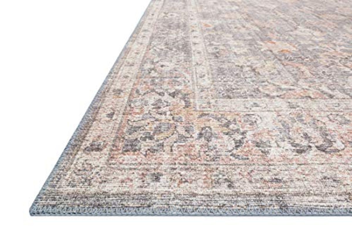 Loloi II Skye Collection SKY-01 Grey / Apricot 2'-6" x 12'-0", .13" Thick, Runner Rug, Soft, Durable, Vintage Inspired, Distressed, Low Pile, Non-Shedding, Easy Clean, Printed, Living Room Rug