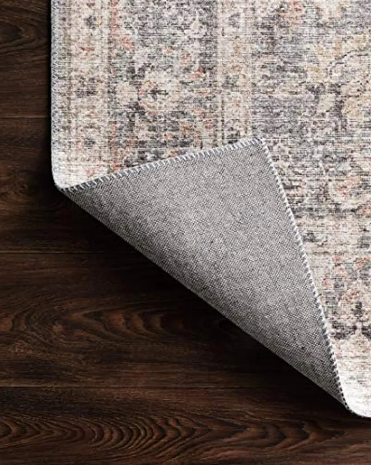 Loloi II Skye Collection SKY-01 Grey / Apricot 2'-6" x 12'-0", .13" Thick, Runner Rug, Soft, Durable, Vintage Inspired, Distressed, Low Pile, Non-Shedding, Easy Clean, Printed, Living Room Rug