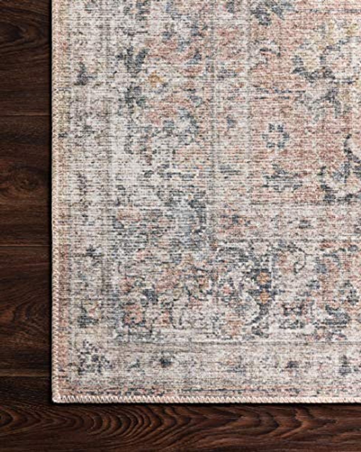 Loloi Skye Collection 2'-6" x 12'-0" Runner Rug in Blush / Grey - Soft Thick Area Rug, Vintage Inspired Distressed Area Rug, Non-Shedding Rug for Living Room, Bedroom, Dining Area