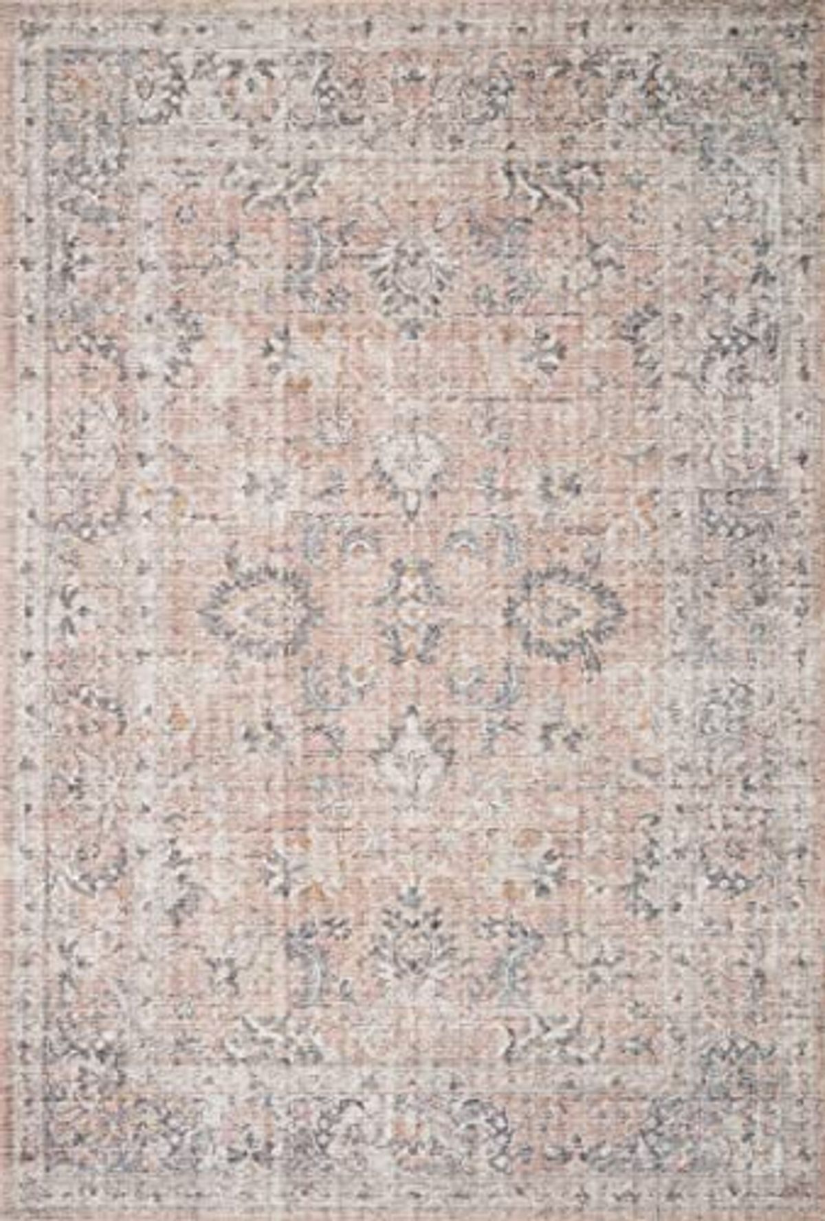 Loloi Skye Collection 2'-6" x 12'-0" Runner Rug in Blush / Grey - Soft Thick Area Rug, Vintage Inspired Distressed Area Rug, Non-Shedding Rug for Living Room, Bedroom, Dining Area