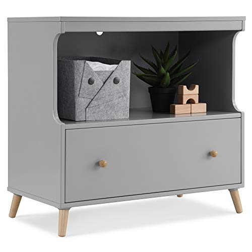 Delta Children Essex Convertible Changing Table with Drawer, Grey/Natural
