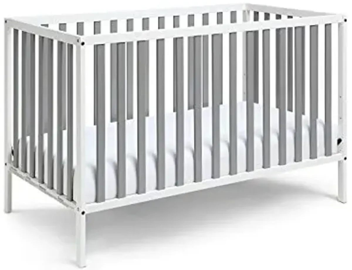 Baby Cache Deux Remi Island 3-in-1 Convertible Baby Crib (Do Re Me) White & Gray