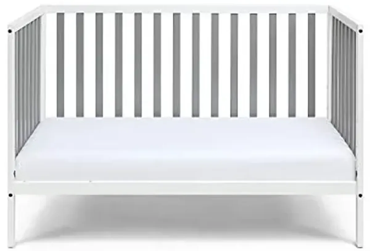 Baby Cache Deux Remi Island 3-in-1 Convertible Baby Crib (Do Re Me) White & Gray