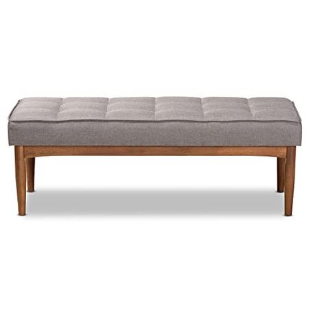 Baxton Studio Sanford Grey and Walnut Brown Finished Wood Dining Bench