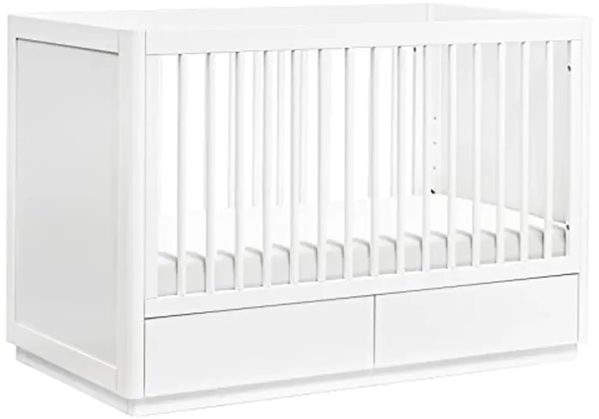 Babyletto Bento 3-in-1 Convertible Storage Crib with Toddler Bed Conversion Kit in White, Undercrib Storage Drawers, Greenguard Gold Certified