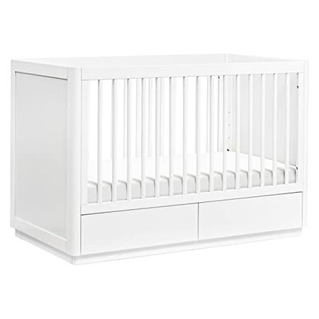 babyletto Bento 3-in-1 Convertible Storage Crib with Toddler Bed Conversion Kit in White, Undercrib Storage Drawers, Greenguard Gold Certified