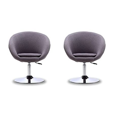 Manhattan Comfort Hopper Mid Century Modern Living Room Bowl Seat Design Accent Chair, 26", Set of 2, Grey