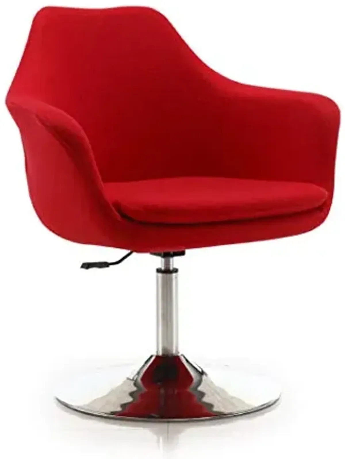 Manhattan Comfort Kinsey Adjustable Swivel Accent Chair Set of 2 with 360° Turn, Upholstered in Wool Blend, Polished Chrome Base, Ergonomic Design for Living Room & Home Office, 300 Lbs Capacity, Red