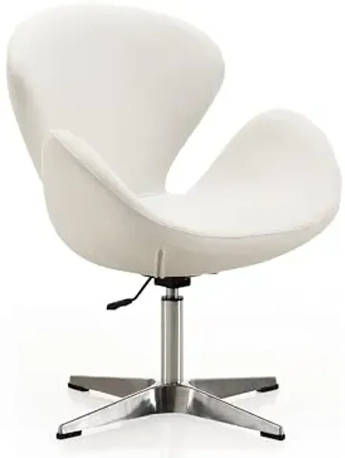Manhattan Comfort Raspberry Adjustable Swivel Accent Chair with 360° Turn, Polished Chrome Base, Modern Retro Design, Versatile Seat Ideal for Any Room, Set of 2, White