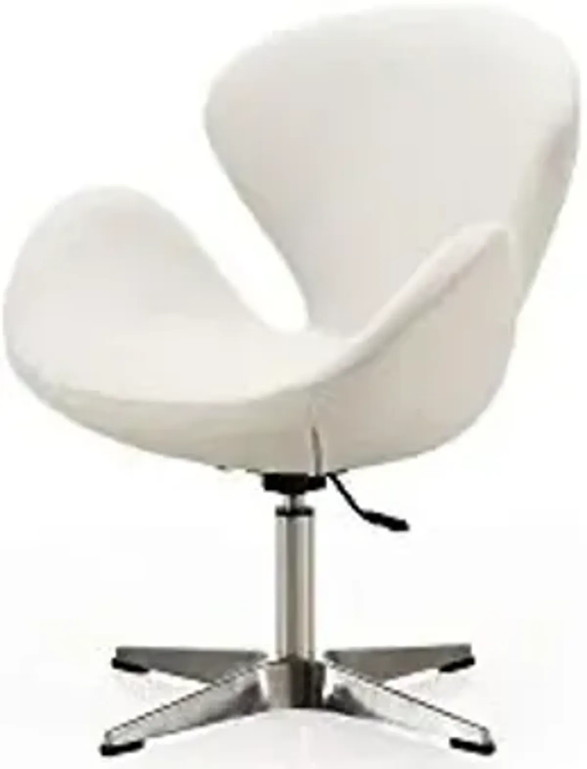 Manhattan Comfort Raspberry Adjustable Swivel Accent Chair with 360° Turn, Polished Chrome Base, Modern Retro Design, Versatile Seat Ideal for Any Room, Set of 2, White