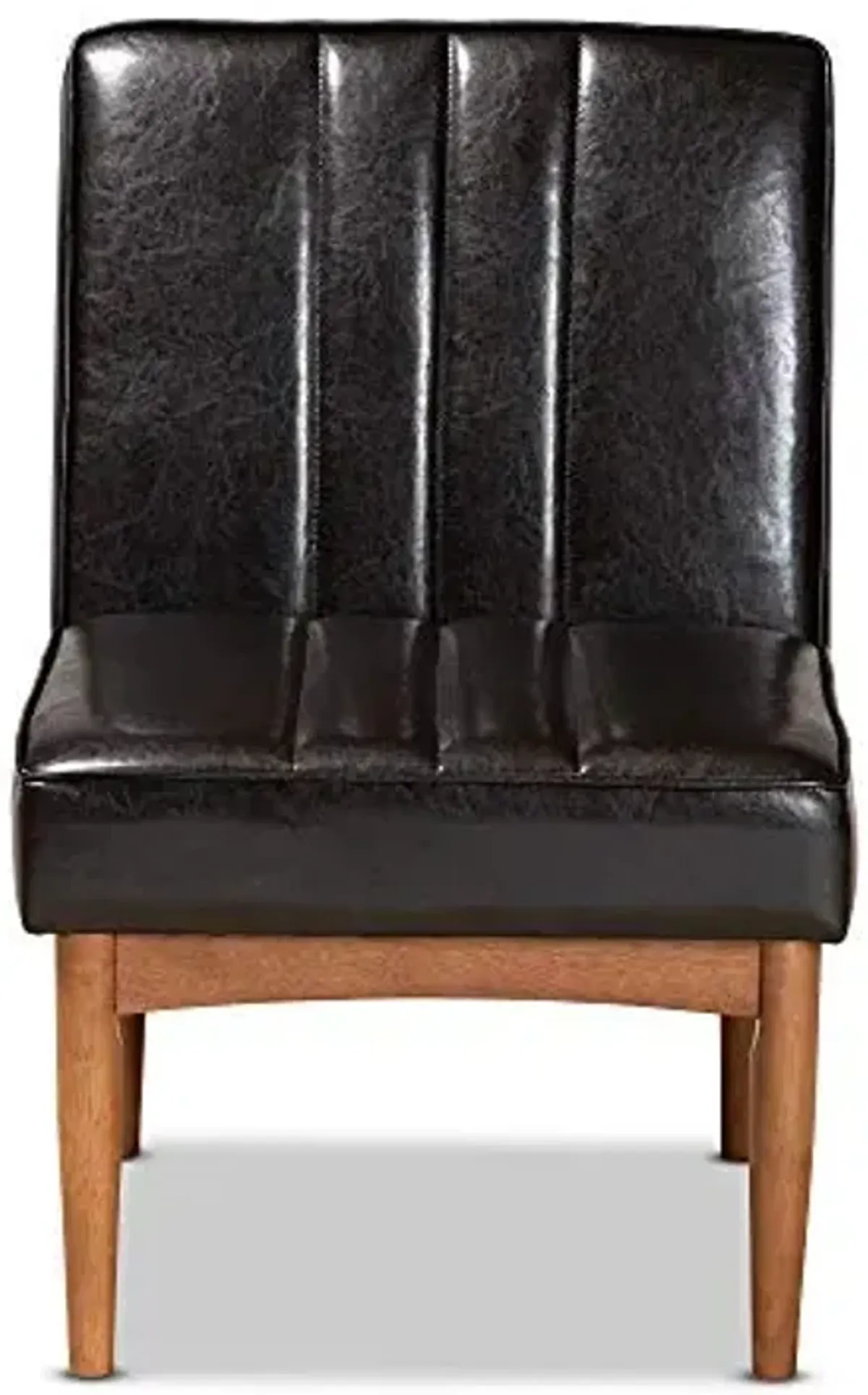 Baxton Studio Daymond Mid-Century Modern Dark Brown Faux Leather Upholstered and Walnut Brown Finished Wood Dining Chair