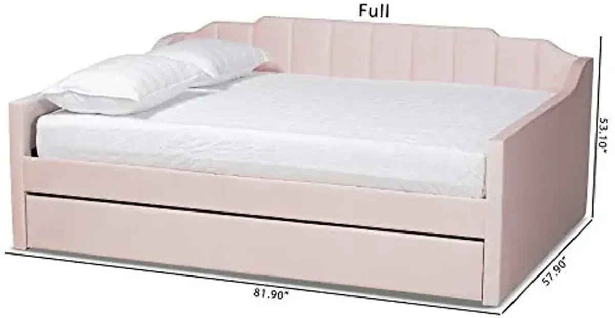 Baxton Studio Lennon Daybeds, Full, Twin, Pink Velvet
