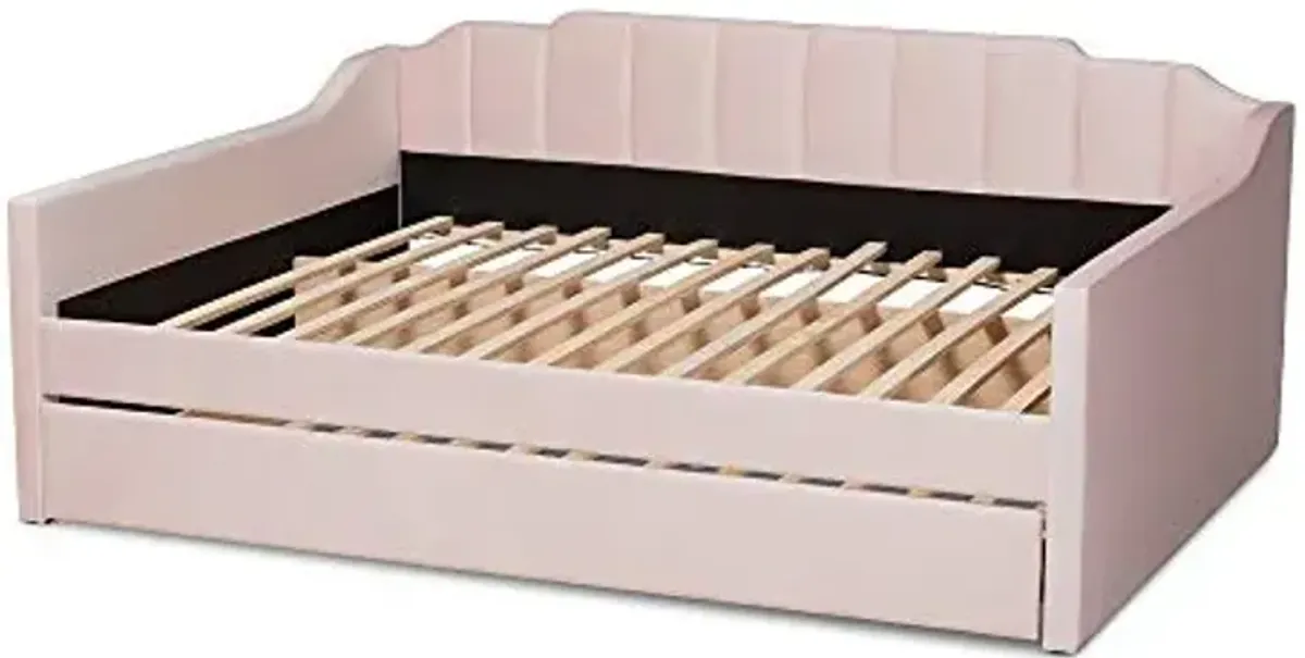 Baxton Studio Lennon Daybeds, Full, Twin, Pink Velvet