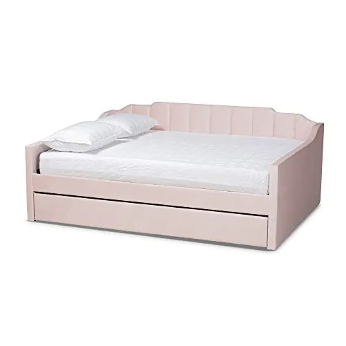 Baxton Studio Lennon Daybeds, Full, Twin, Pink Velvet