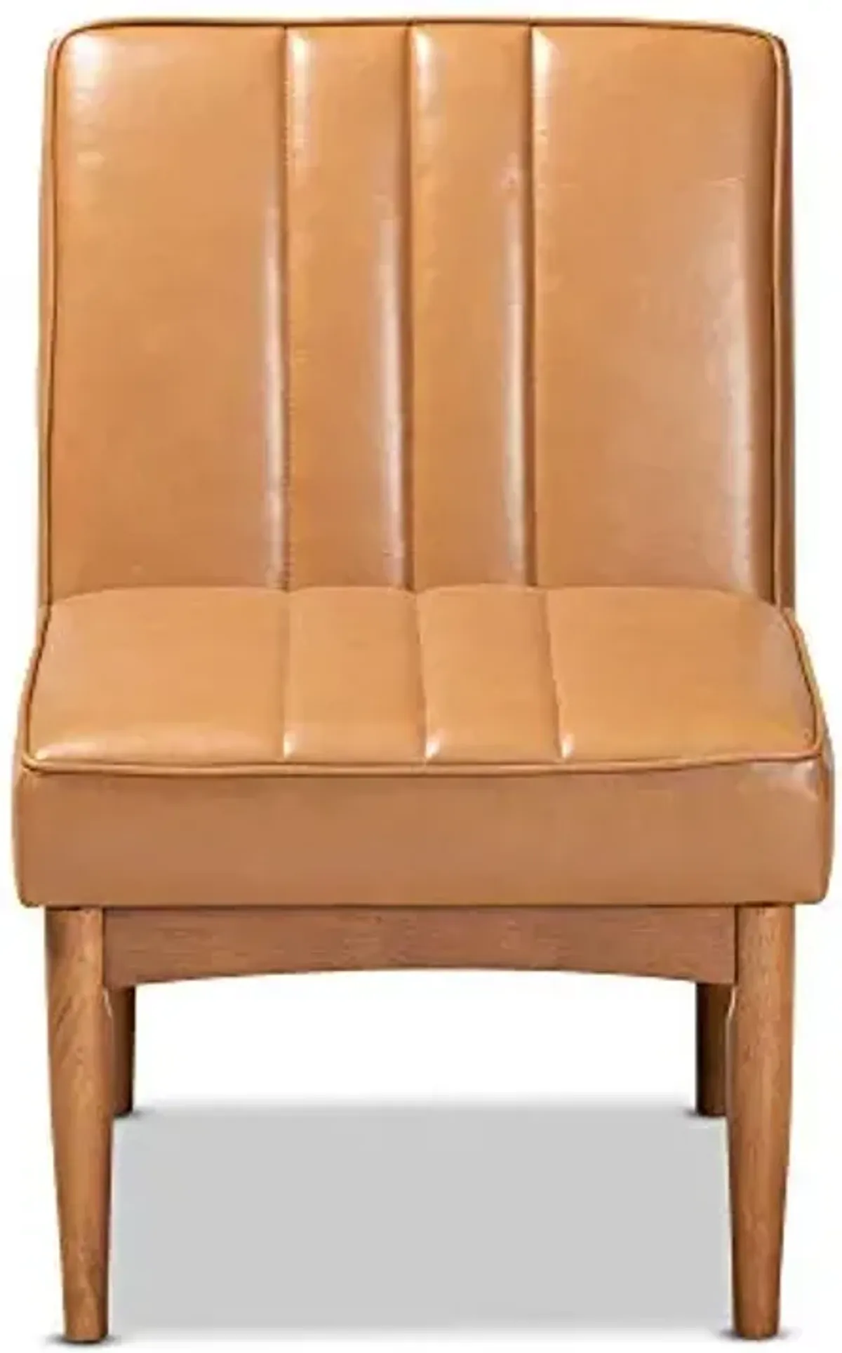 Baxton Studio Daymond Mid-Century Modern Tan Faux Leather Upholstered and Walnut Brown Finished Wood Dining Chair