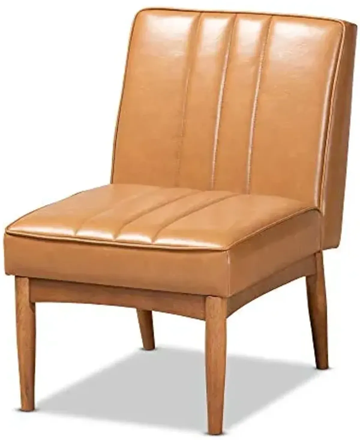 Baxton Studio Daymond Mid-Century Modern Tan Faux Leather Upholstered and Walnut Brown Finished Wood Dining Chair
