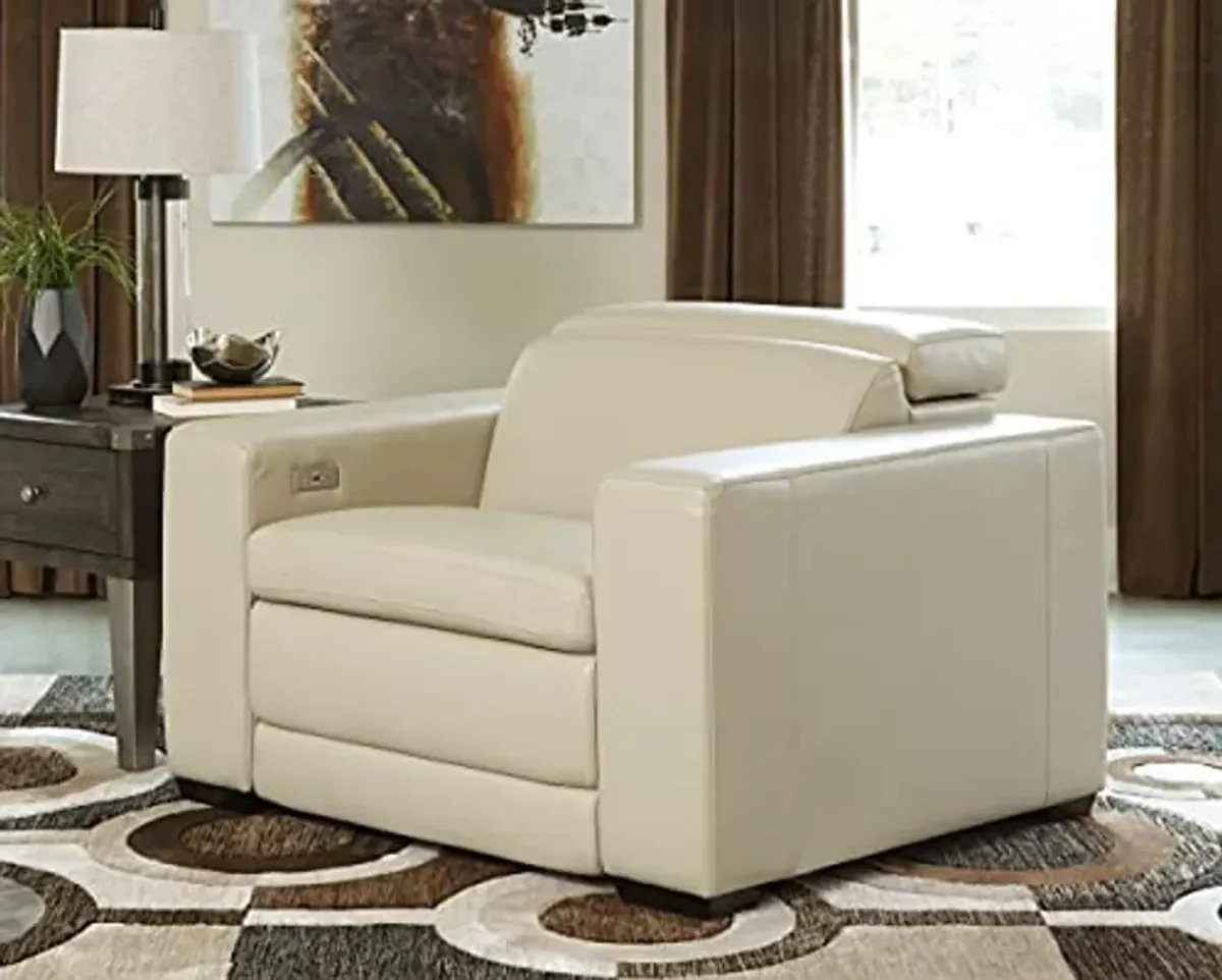 Signature Design by Ashley Texline Power Recliner with Adjustable Headrest, Beige