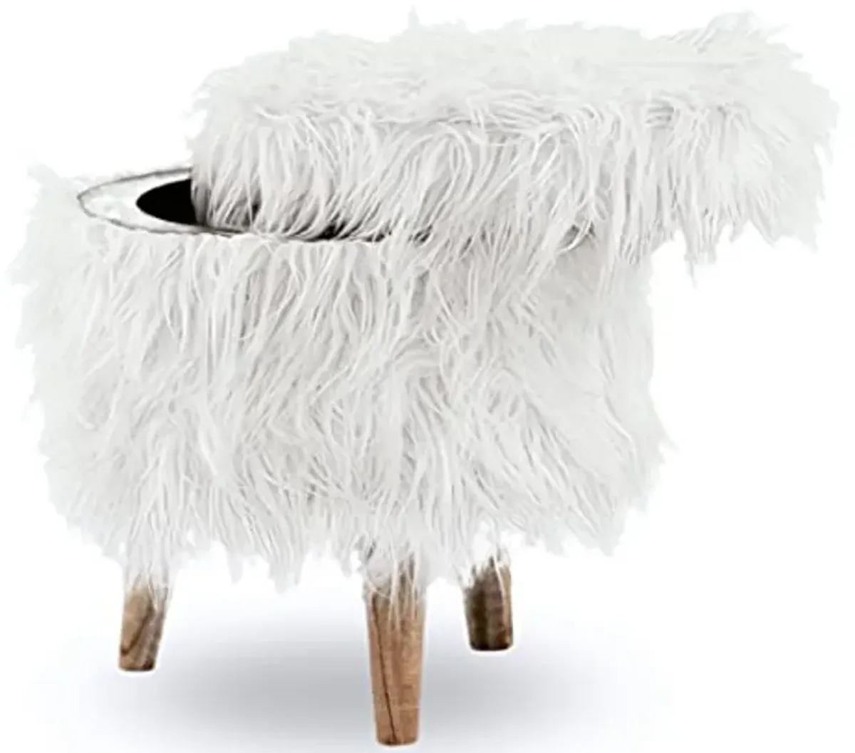 Signature Design by Ashley Elson Modern Chic Faux Fur Storage Ottoman, White