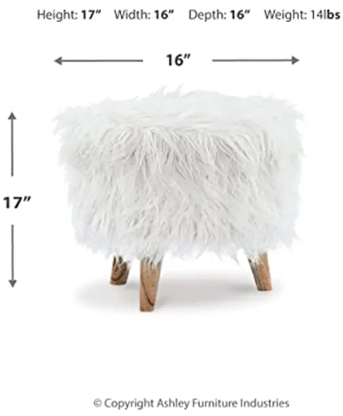 Signature Design by Ashley Elson Modern Chic Faux Fur Storage Ottoman, White