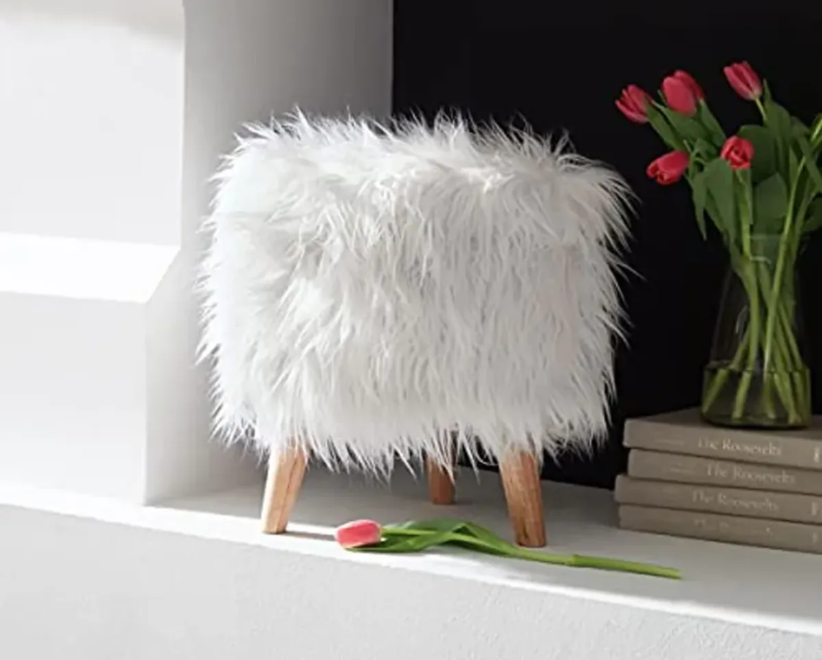 Signature Design by Ashley Elson Modern Chic Faux Fur Storage Ottoman, White