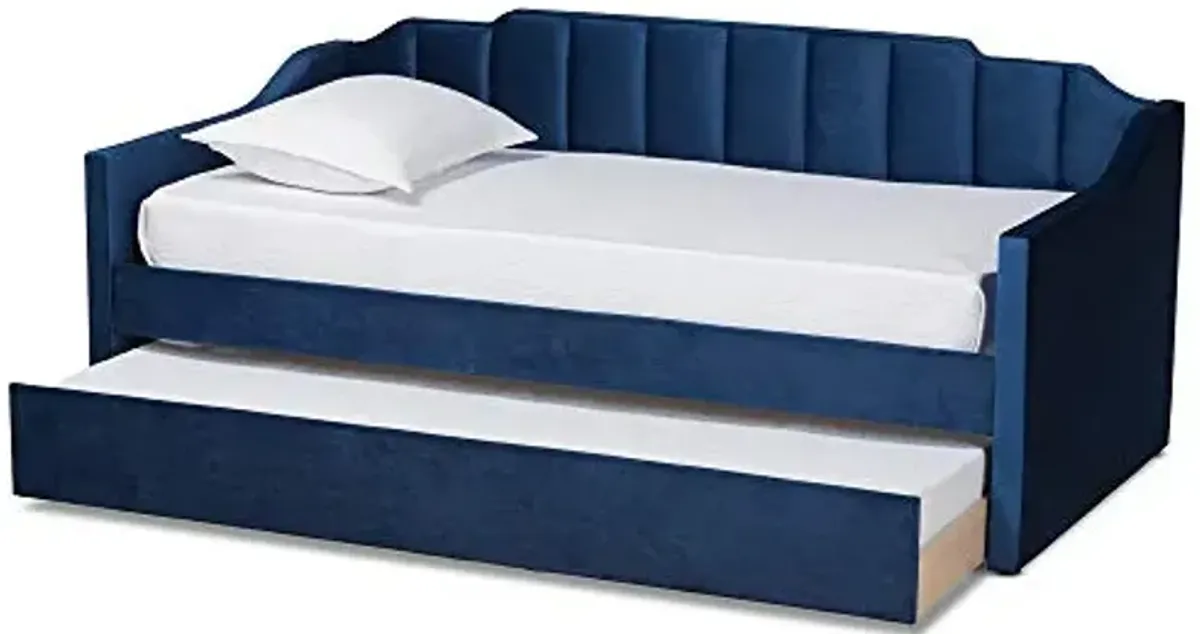 Baxton Studio Lennon Daybeds, Twin, Twin, Navy Blue Velvet