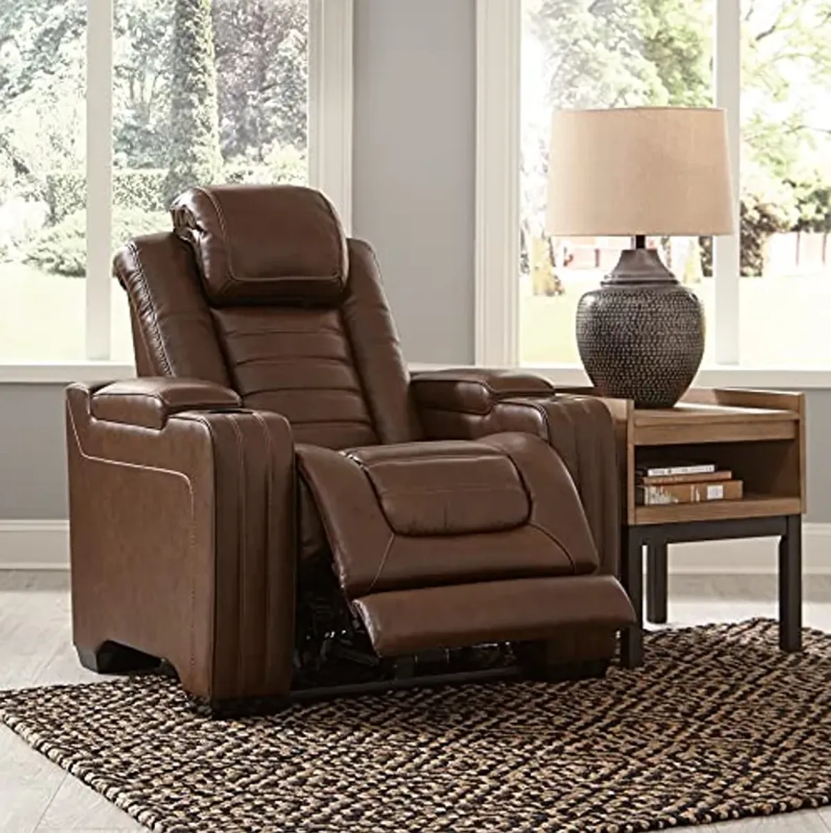 Signature Design by Ashley Backtrack Power Recliner with Adjustable Headrest, Dark Brown