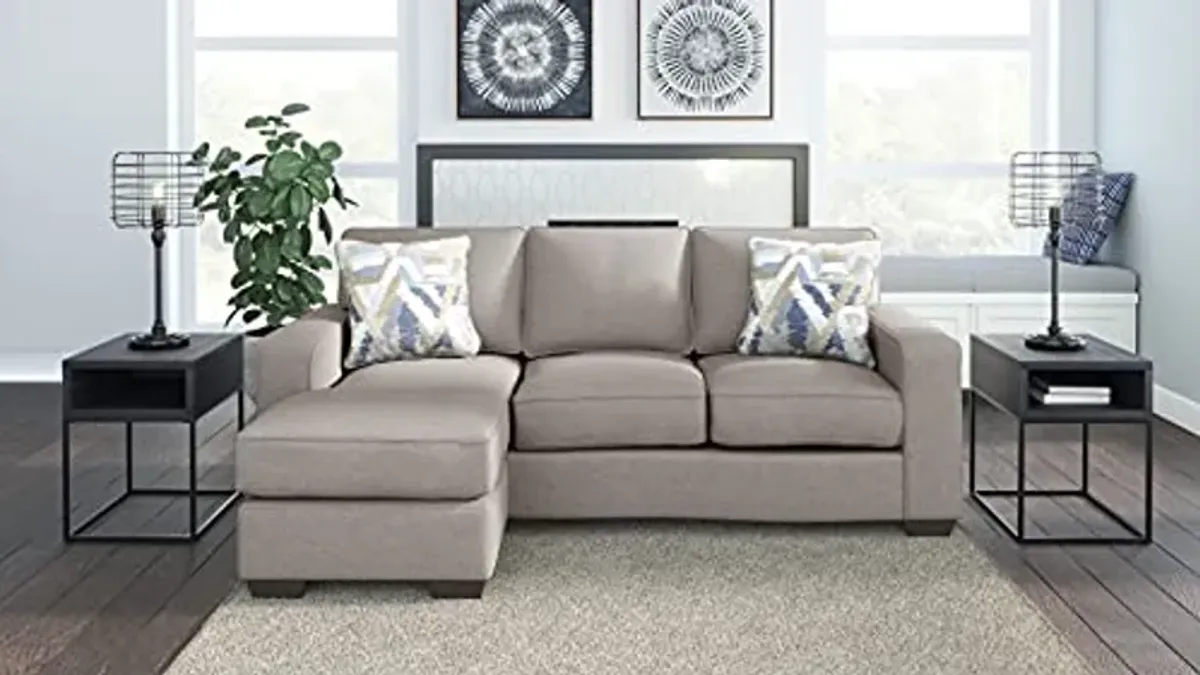 Signature Design by Ashley Greaves Modern Sectional Sofa Couch with Convertible Chaise Lounge, Beige