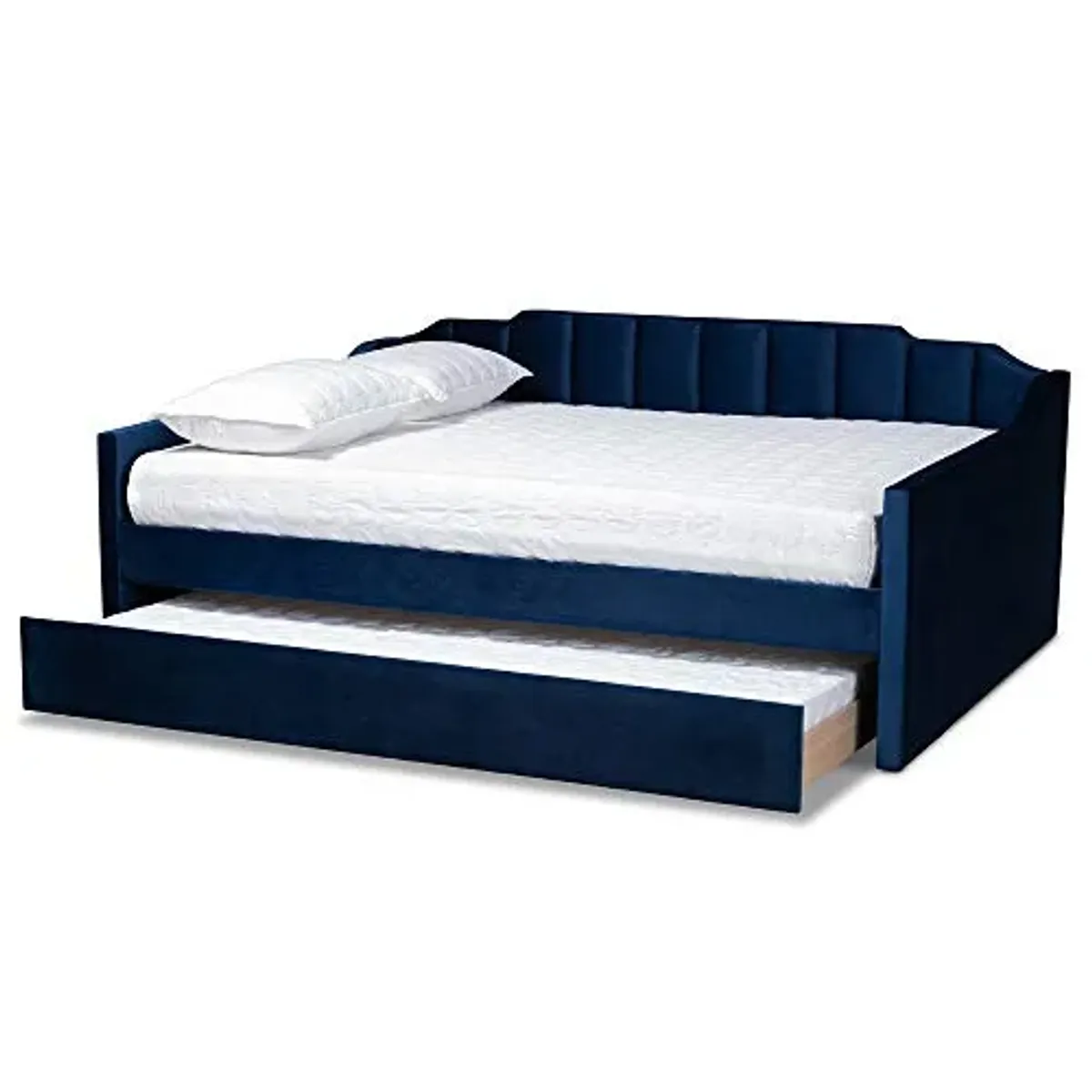 Baxton Studio Lennon Daybeds, Queen, Twin, Navy Blue Velvet