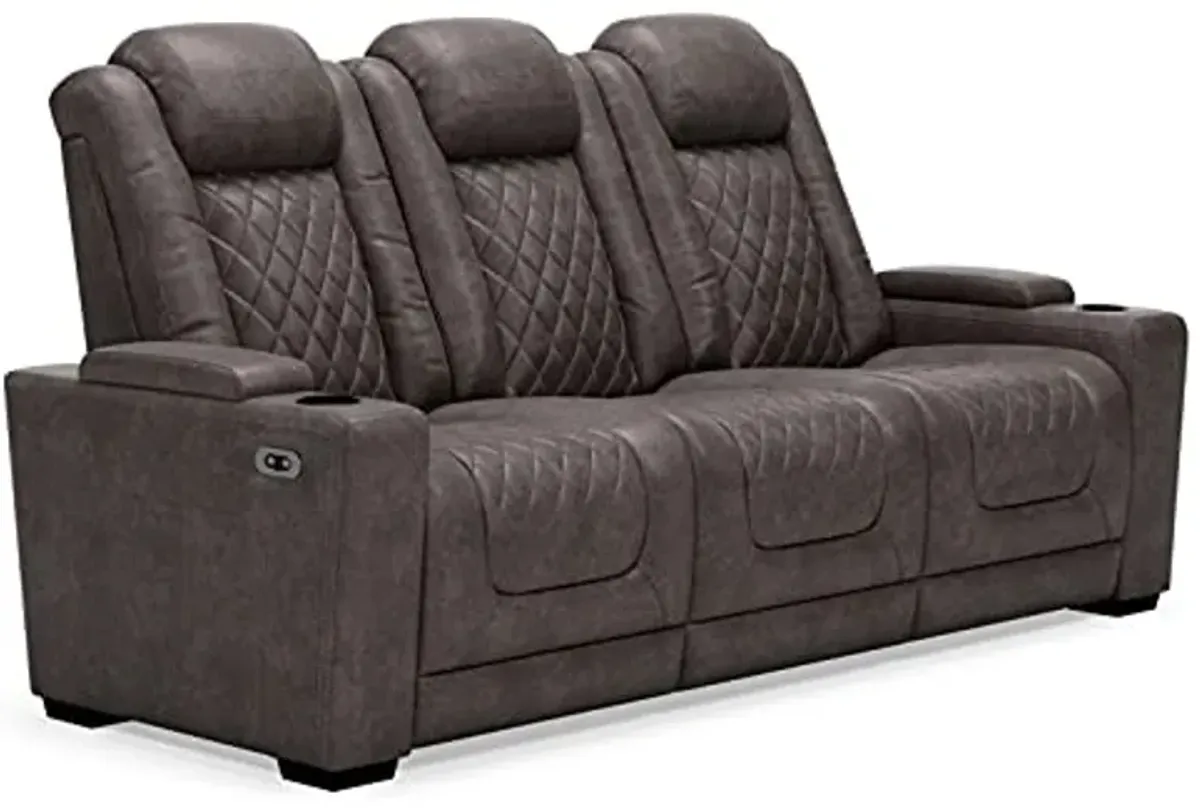 Signature Design by Ashley Hyllmont Power RecliningSofa with Adjustable Headrest, Weathered Gray