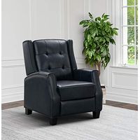 Abbyson Living Premium Top Grain Leather Upholstered Pushback Recliner Armchair, Navy Blue