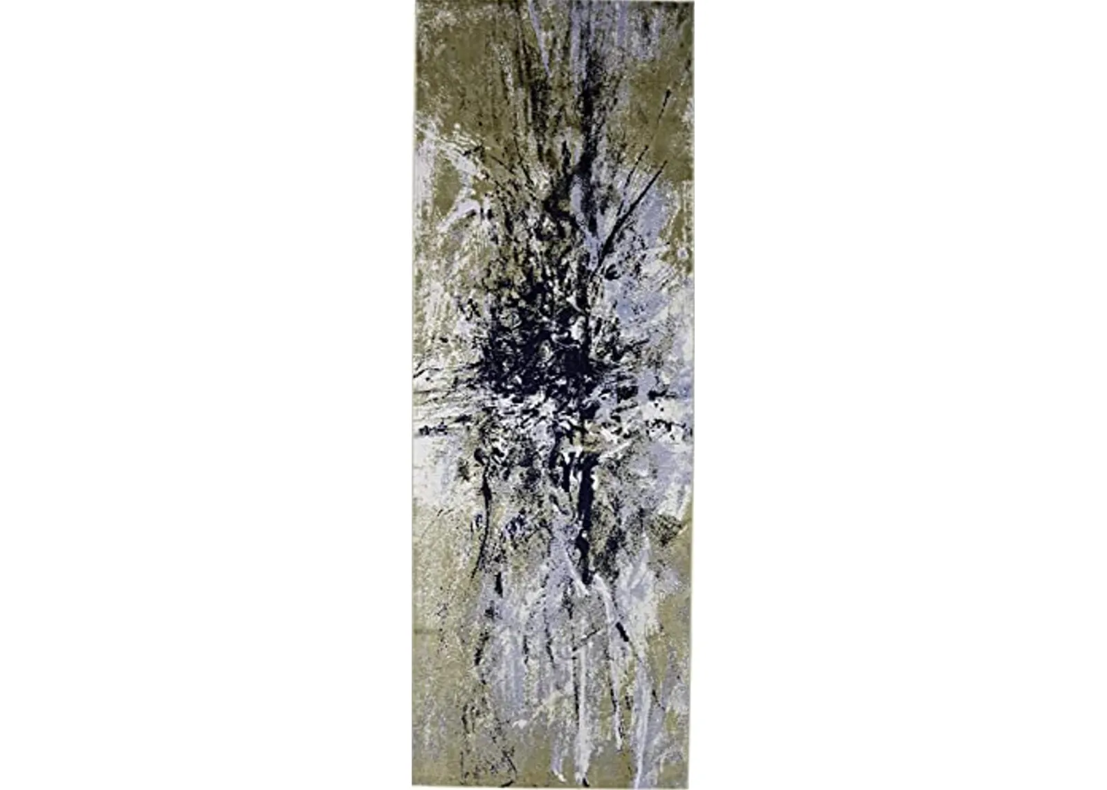 Feizy Rugs - Marigold Abstract Splatter Print Rug, Gold/Dusk Blue, 2ft-10in x 8ft, Runner