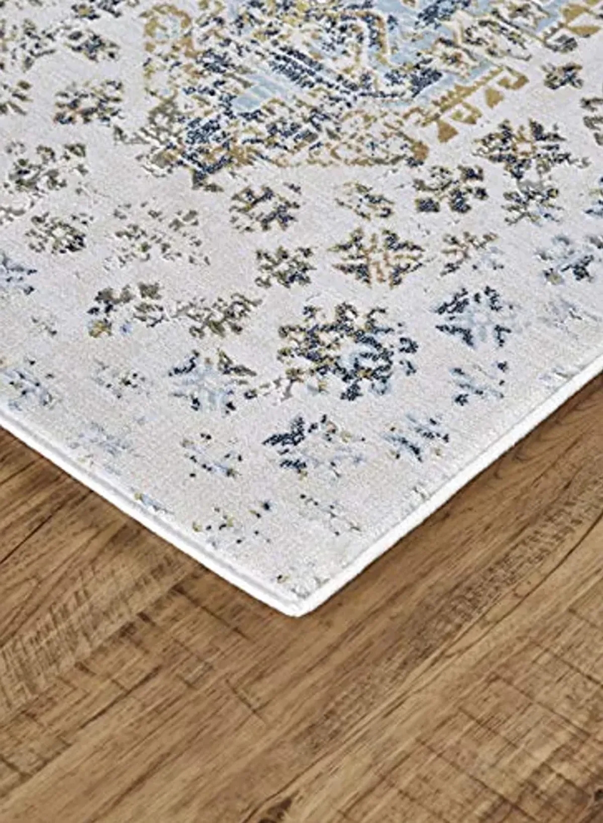 Feizy Rugs - Marigold Vintage Oriental Style Rug, White/Gold, 1ft - 8in x 2ft - 10in Area Rug