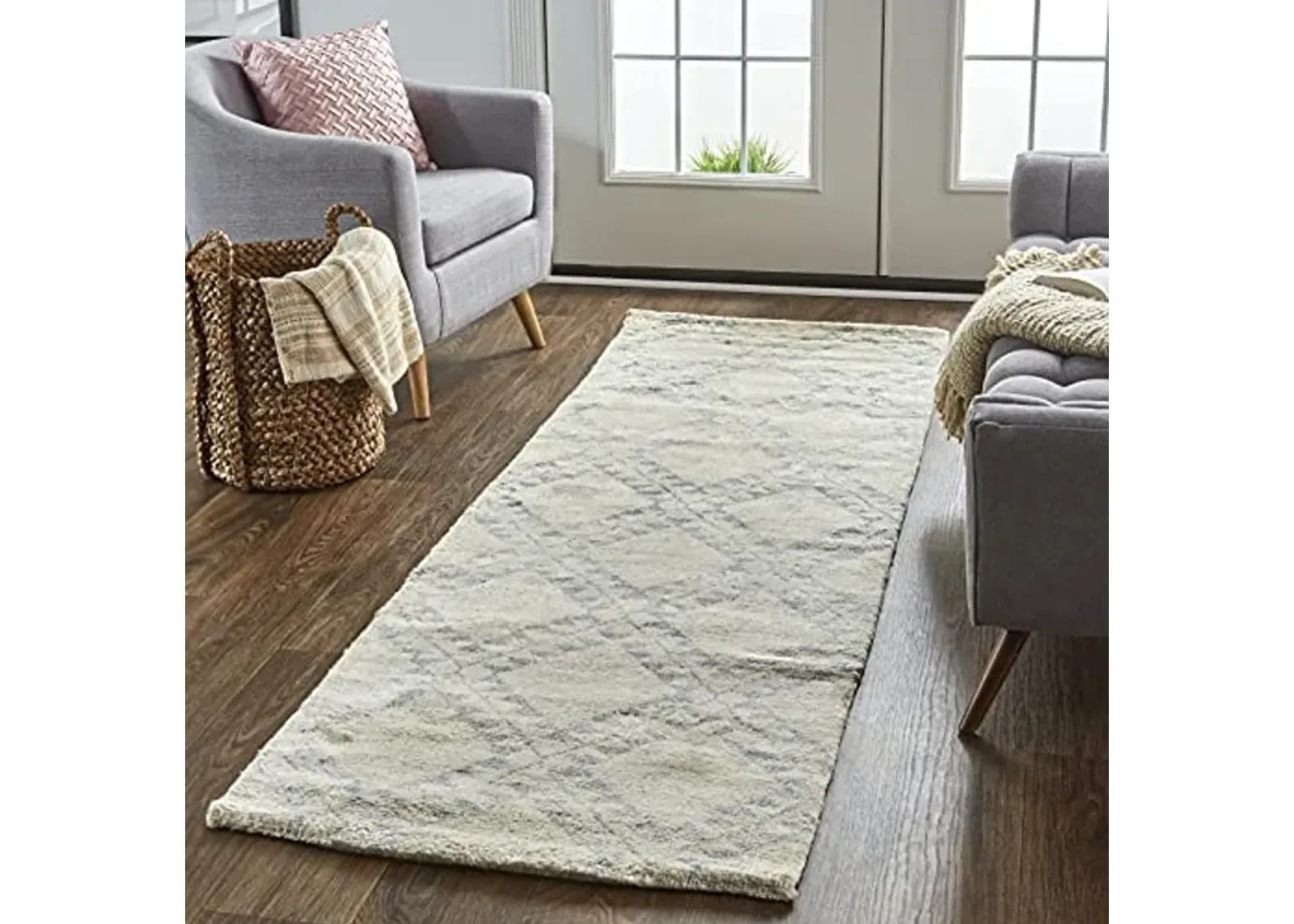 Feizy Rugs - Abytha Luxe Hand Knotted Wool Rug, Light Gray, 2ft - 6in x 8ft, Runner