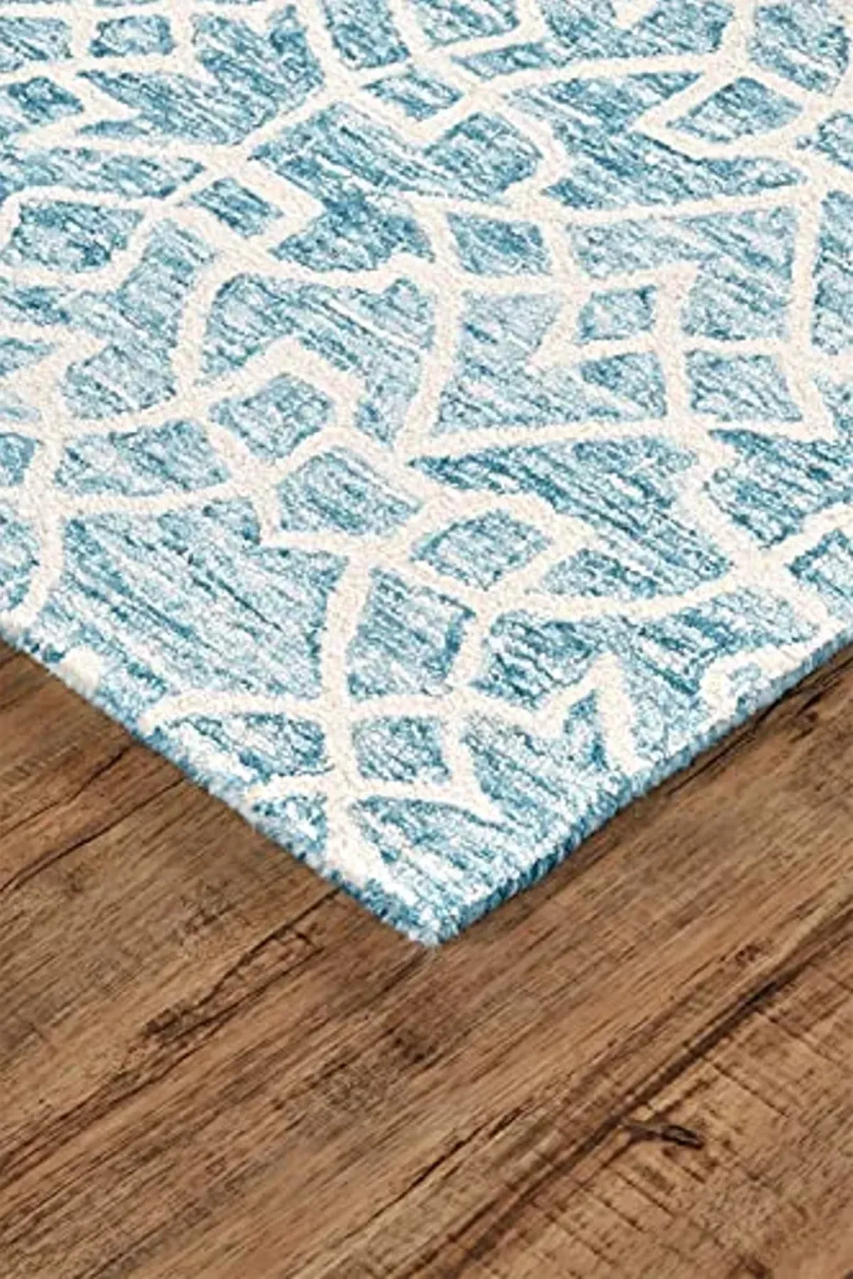 Feizy Rugs - Rhett Geometric Mosaic Rug, Ocean Teal Blue/Ivory, 9ft x 12ft Area Rug